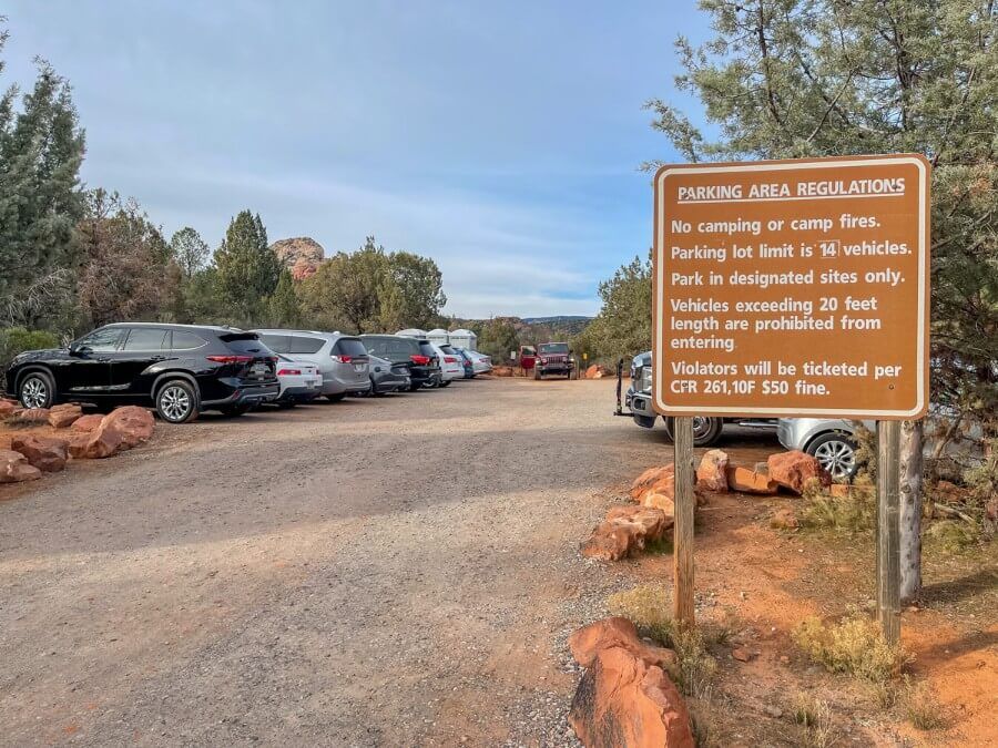 Parking lot for Soldier Pass Cave Trail hike trailhead 14 cars max