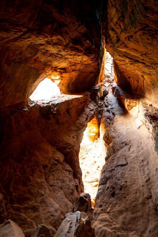Sunlight illuminating Soldier Pass Cave in Sedona