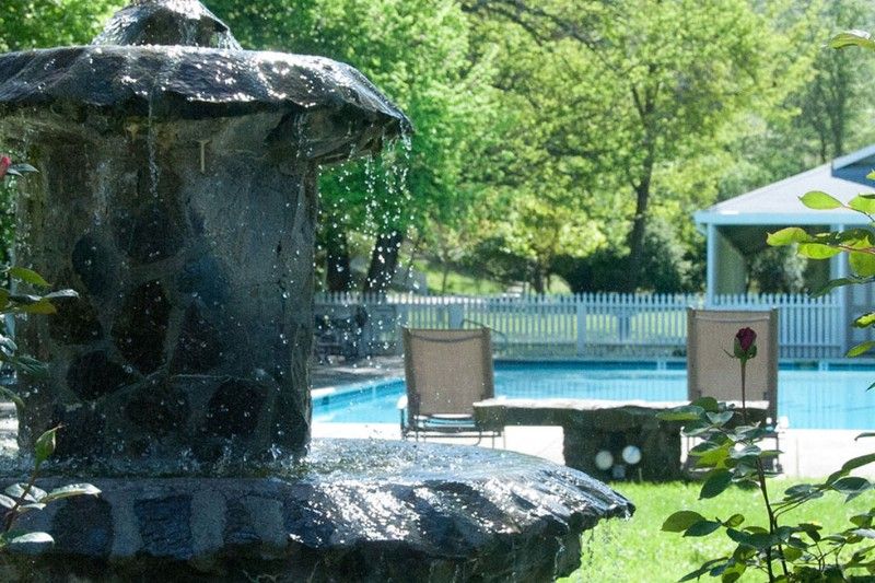 A water feature and hot spring pool at Vichy Springs Resort and Inn