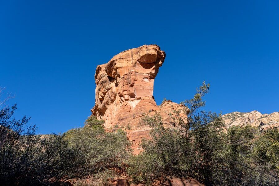 Huge rock formation at the end of Fay Canyon Trail in Sedona Arizona