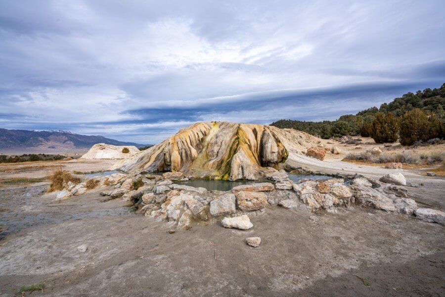 The four main pools at travertine hot springs