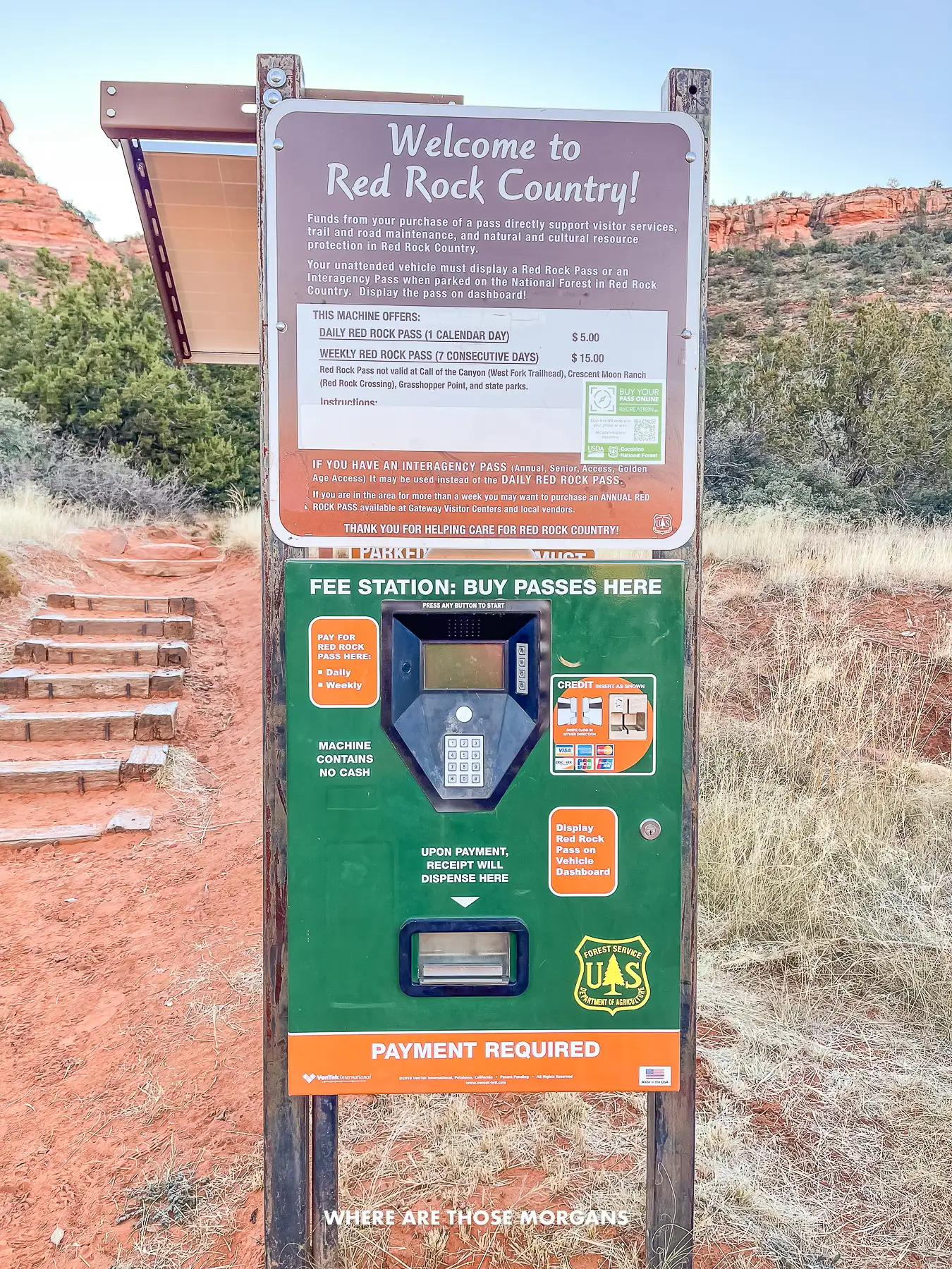 Photo of a parking ticket kiosk in the Arizona desert at dawn