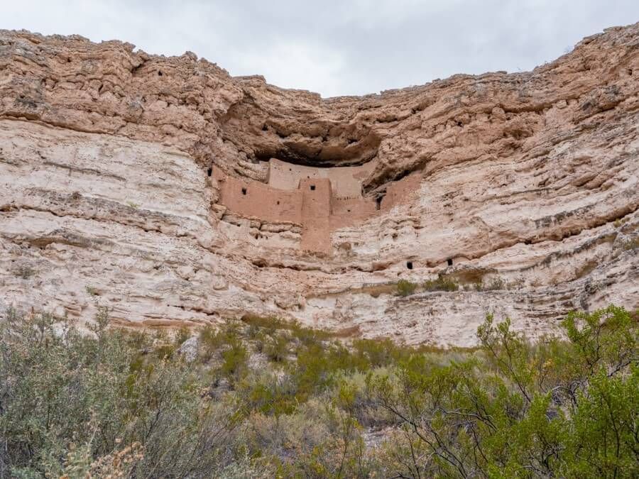 A view of Montezuma Castle with vegetation below