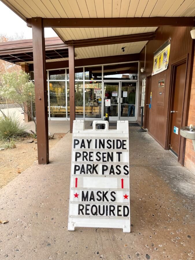 A sign located outside the visitor center