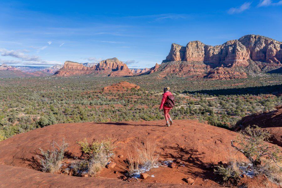 Hiking Bell Rock in Sedona to spectacular views over the red rock landscape in northern arizona