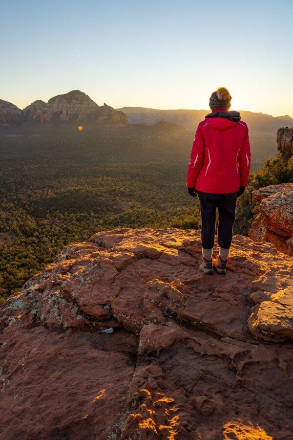 Doe Mountain is one of the best sunrise hikes in Sedona to watch hot air balloons take to the sky at dawn