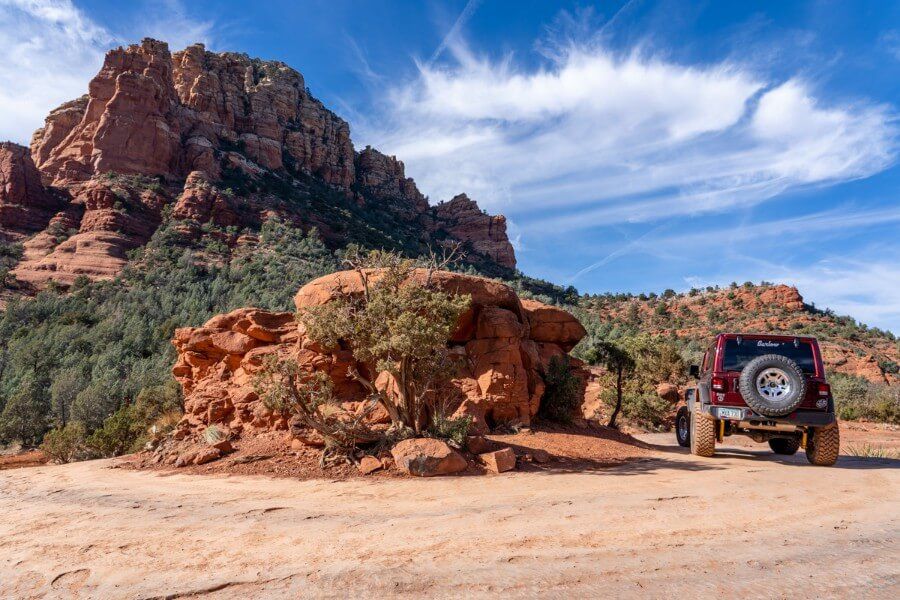 Completing the circling of mushroom rock formation the traffic circle on a 4WD drive in northern arizona