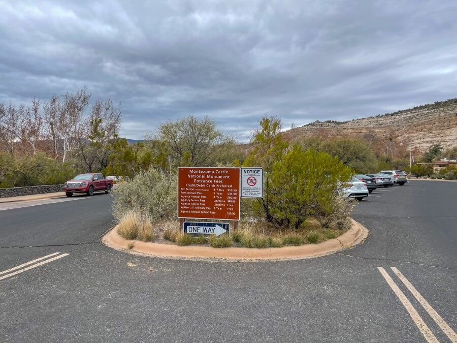 The parking lot for Montezuma Castle National Monument