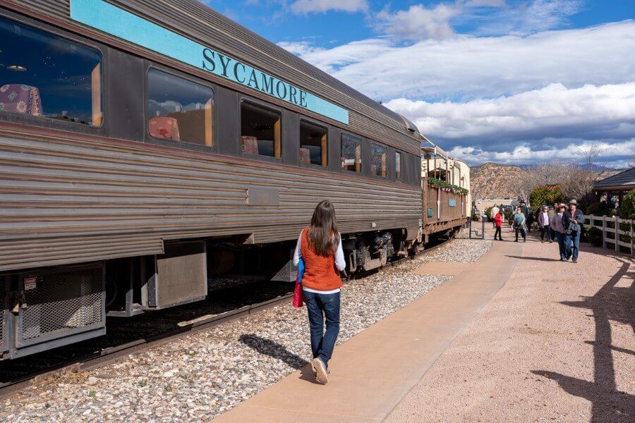 Woman admiring the train on the Verde Canyon Railroad