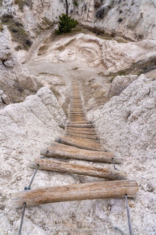 Notch Trail ladder in Badlands National Park is a fun US hike