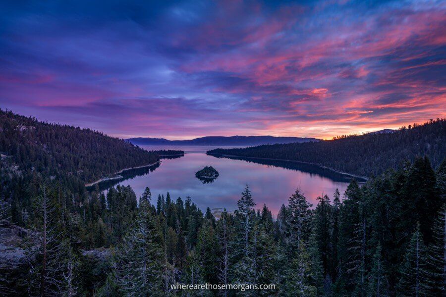 Lake Tahoe emerald bay at sunrise one of the best places to visit on a USA road trip