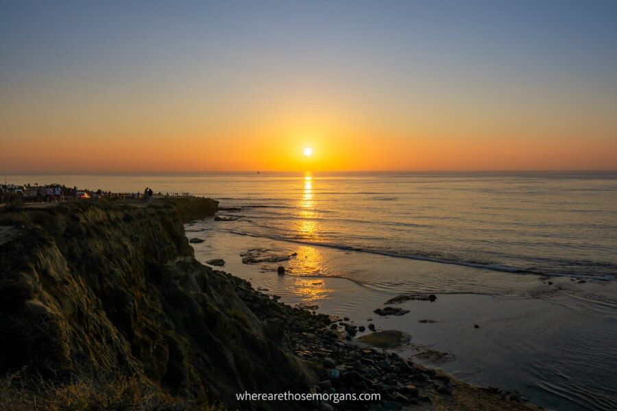 Sunset Cliffs in San Diego living up to its name with a gorgeous sunset