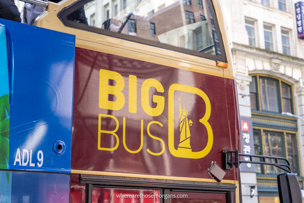 Big Bug logo on from of bus in New York City