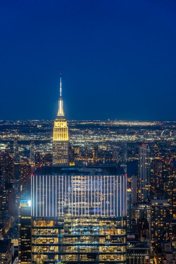 View of the Empire State Building from Edge NYC at night
