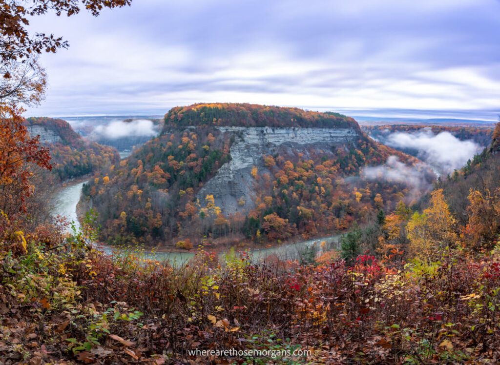 Great Bend overlook during fall at Letchworth State Park