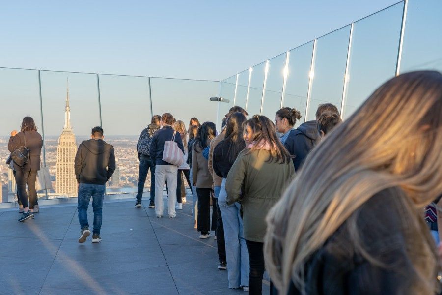People waiting in line to take a photo at the Eastern Point