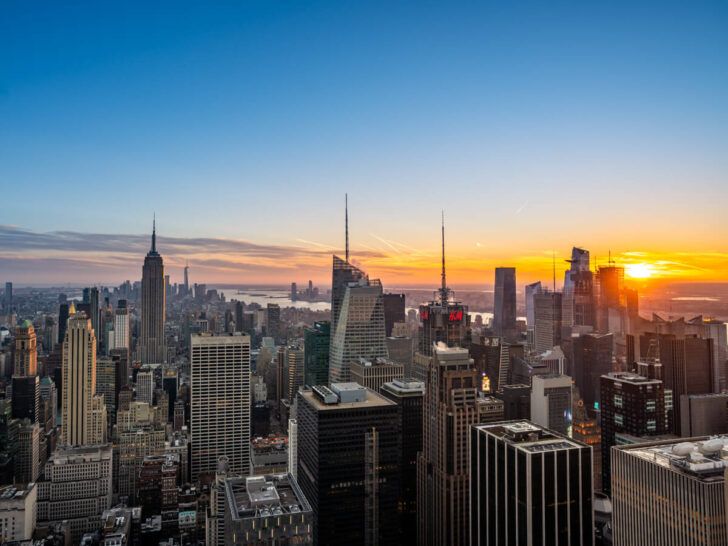 New York Sightseeing Pass review includes this sunset view from top of the rock observation deck overlooking NYC