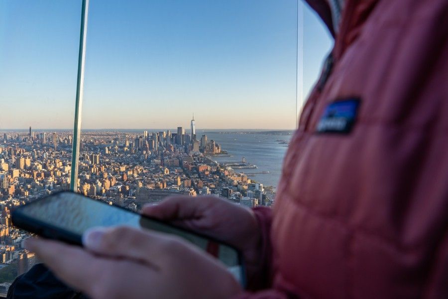 One world observatory view in Lower Manhattan from an Edge observation deck