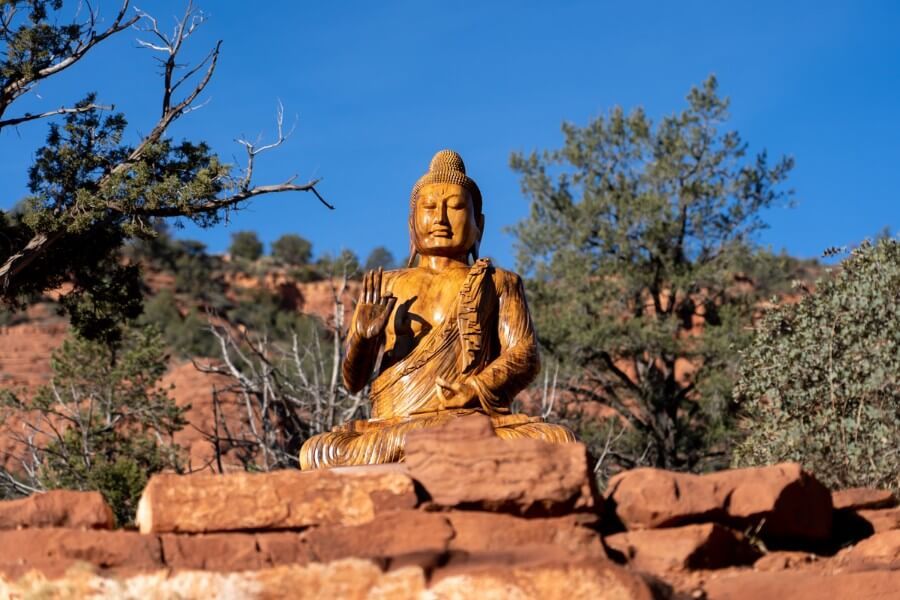 Statue of Buddha in Amitabha Peace Park popular thing to do in Sedona AZ