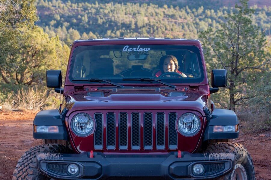 Woman driving Jeep in Sedona Arizona