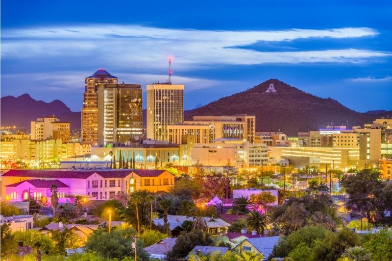 Tucson Arizona lit up at night skyline photo