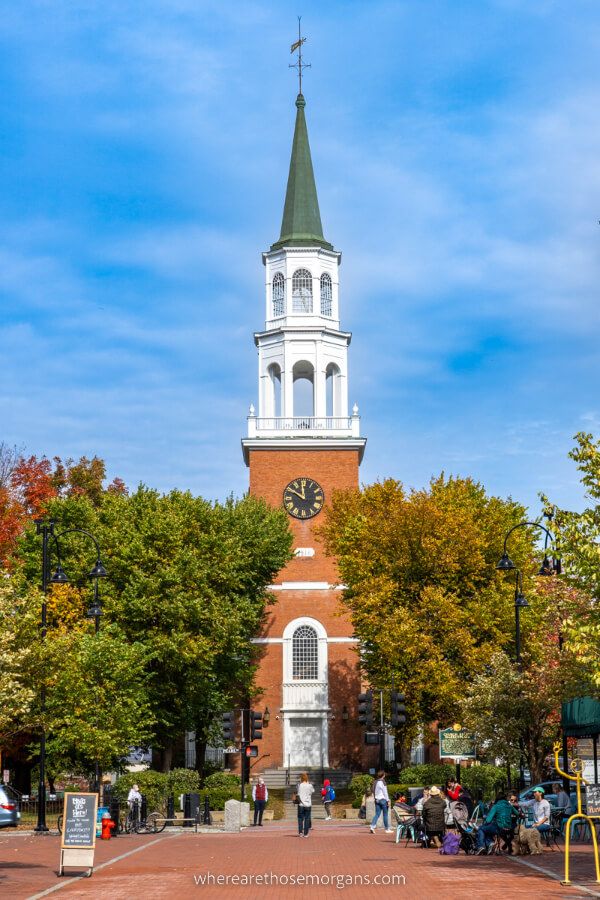 Famous church in Burlington Vermont market street one of the best places to visit in Vermont
