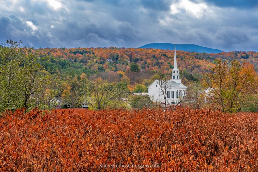 Photographing the famous church in Stowe Vermont is one of the most fun things to do in VT especially in Fall when the colors are vibrant