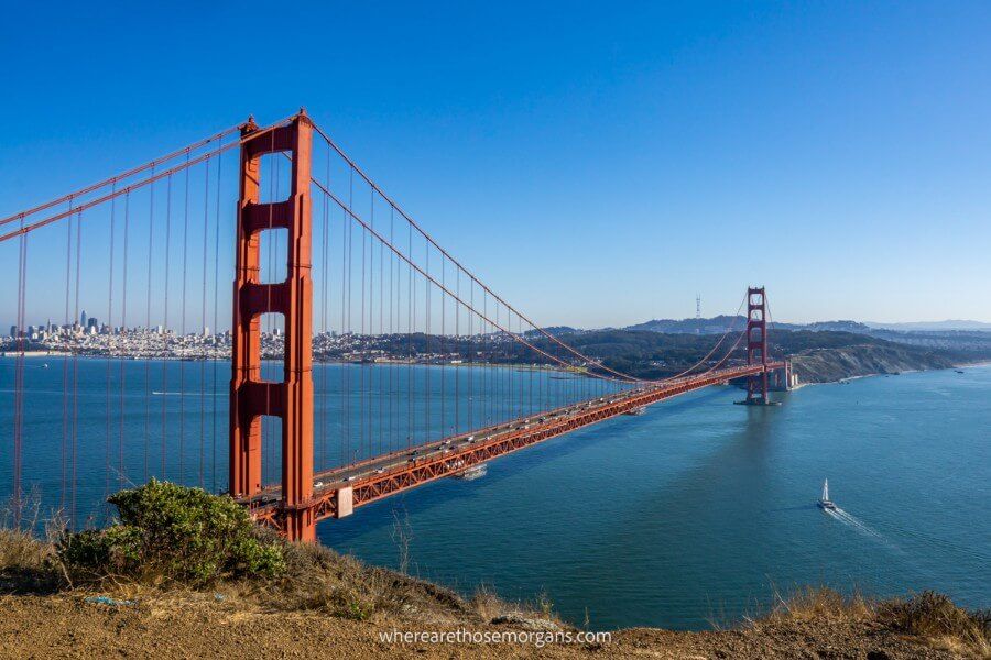 View of the Golden Gate Bridge in San Francisco California