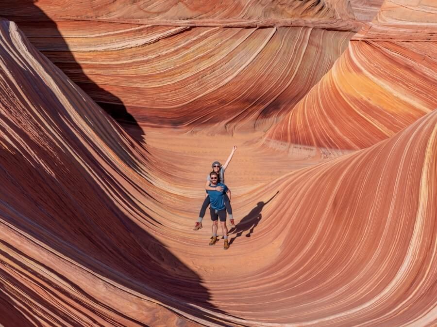 Man and woman in the Wave in Arizona during the day