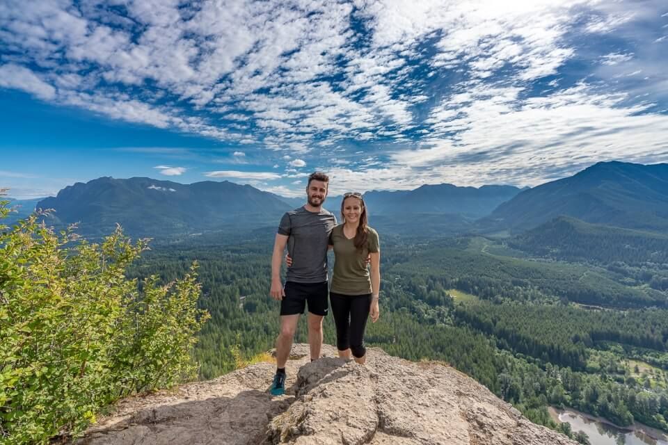 Man and woman at the summit of Rattlesnake Ladge