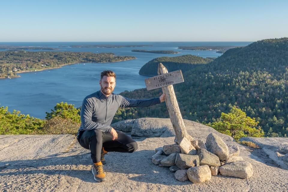 Man at the top of Acadia Mountain
