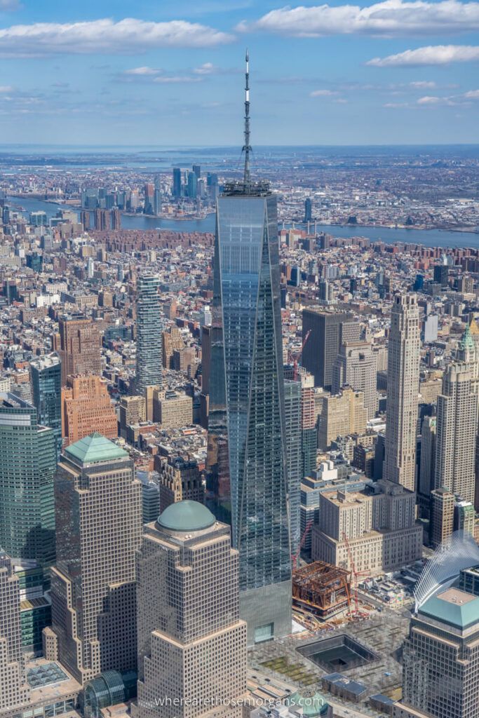 Aerial view of Lower Manhattan with One World Trade Center