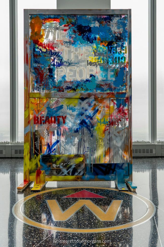 A colorful art installation at One World Trade Center
