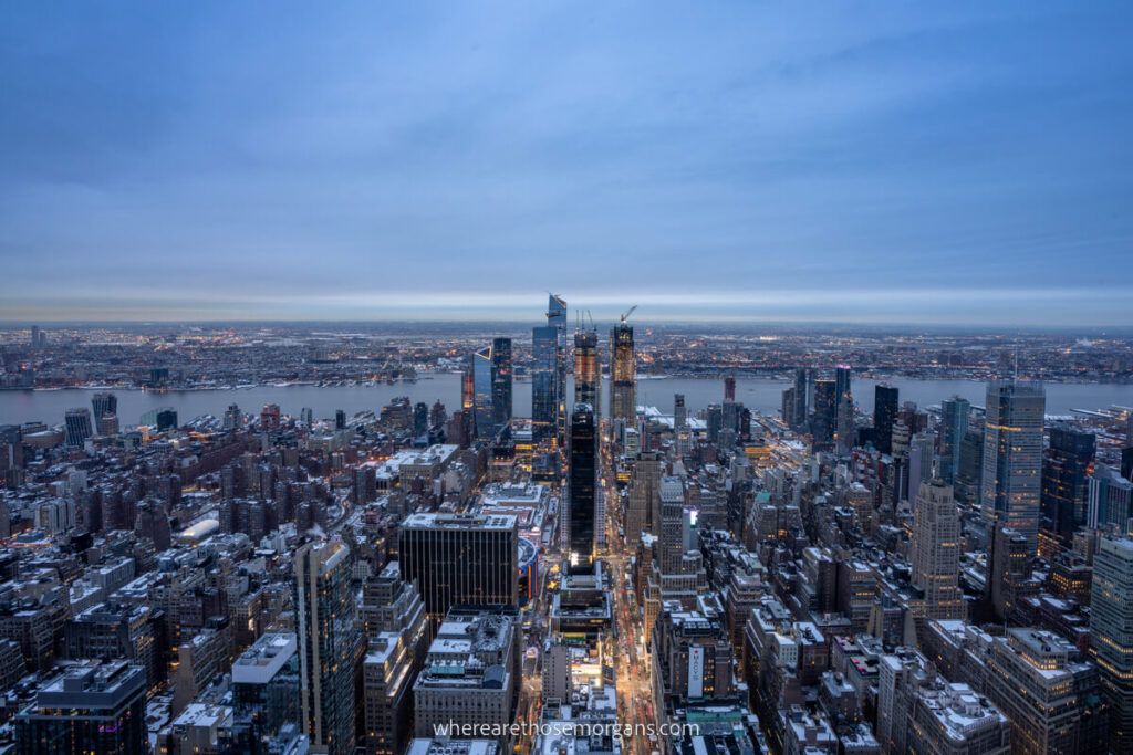 View of Hudson Yards and Edge from an observation deck in New York City