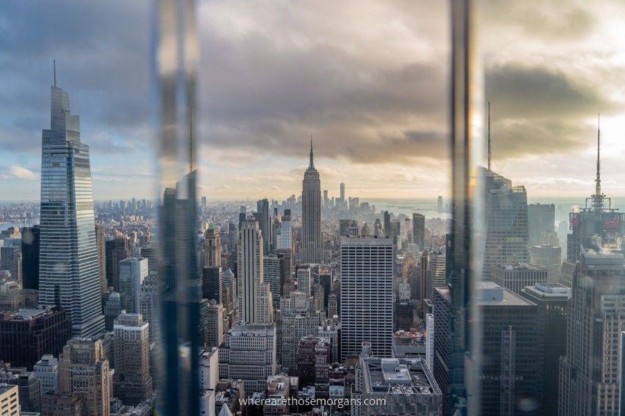 Perspective shot of Empire State Building from Top of the Rock