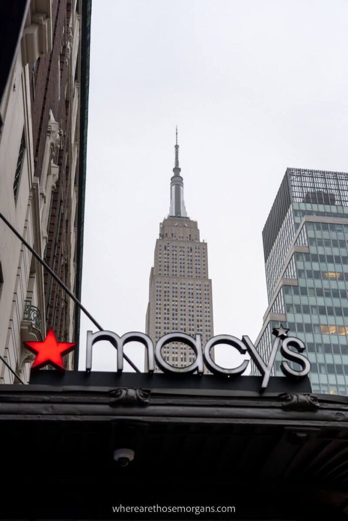 Macy's store front with Empire State Building in the background