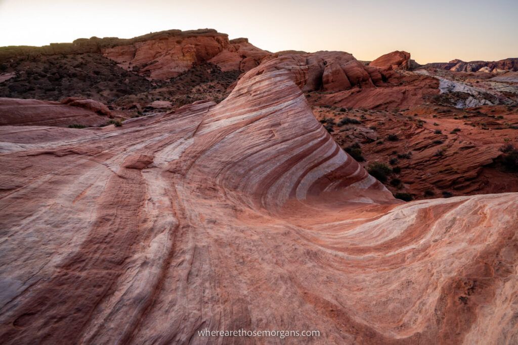 Stunning patterns of red and white sandstone layers flowing like waves in Nevada