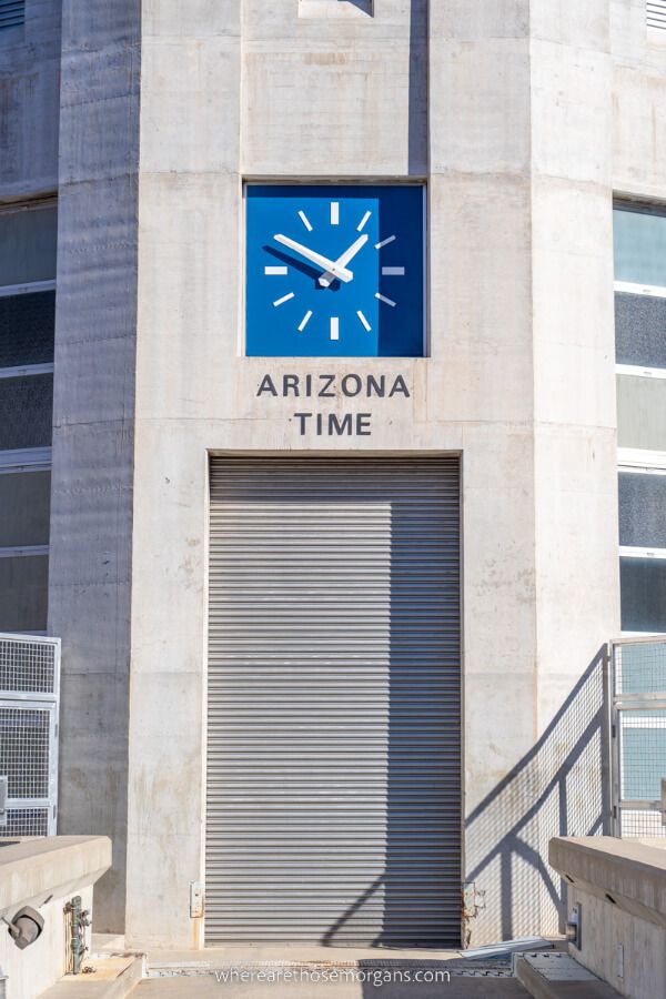 Clock showing the time in Arizona on the Hoover Dam