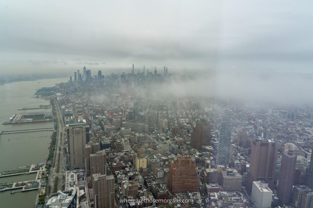 Fog and clouds covering the Manhattan skyline
