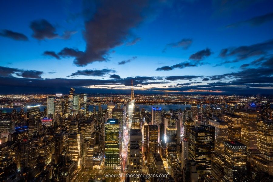 SUMMIT One Vanderbilt and other Manhattan sky scrappers lit up at night
