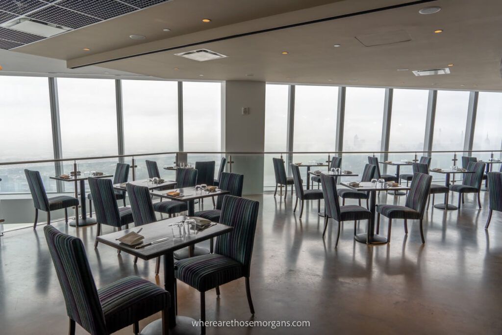 Empty seats at One Dine at One World Observatory