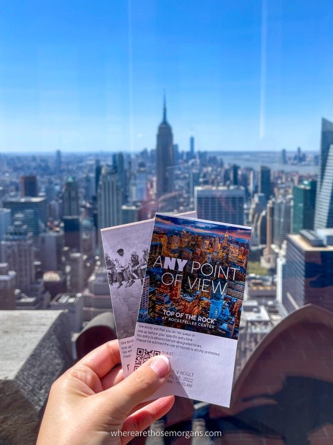 Two Top of the Rock entrance tickets with Empire State Building view