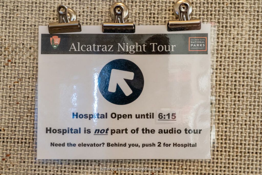 Alcatraz night tour informational sign