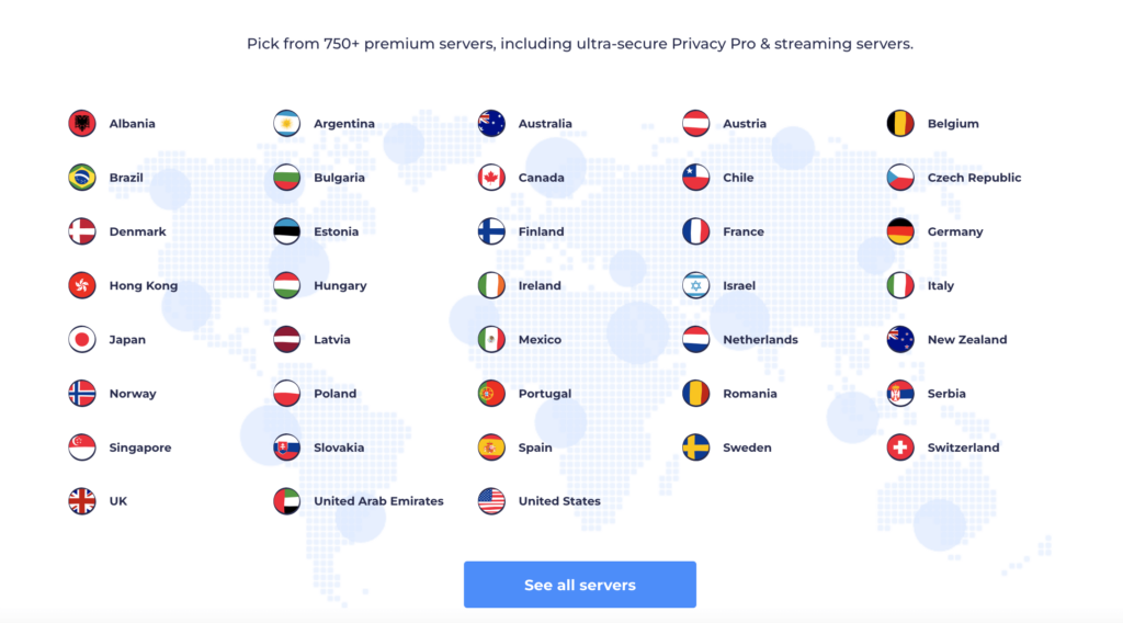 750+ servers for Atlas VPN users