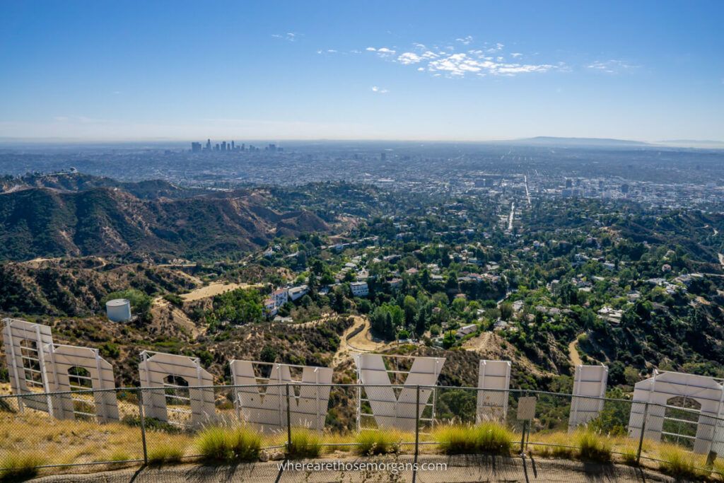 Hollywood sign in Los Angeles with city in background long but doable day trip from Las Vegas