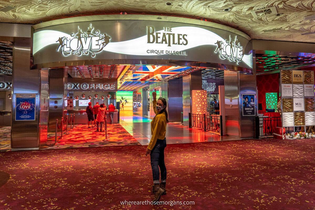 Woman walking into Beatles Love show in Mirage Las Vegas
