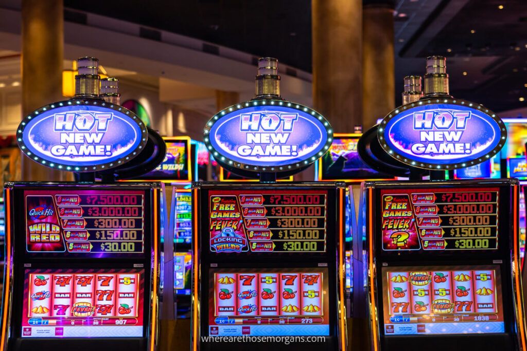 Slot machines in a casino three in a row