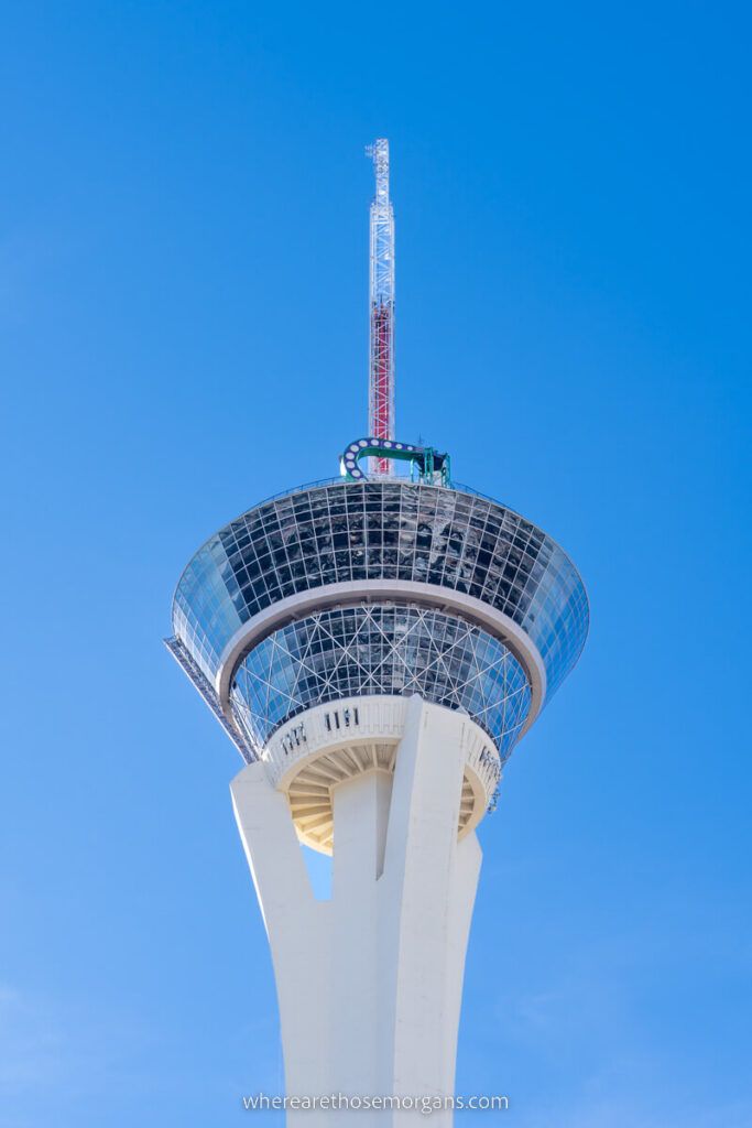 STRAT SkyPod observation deck from below against blue sky