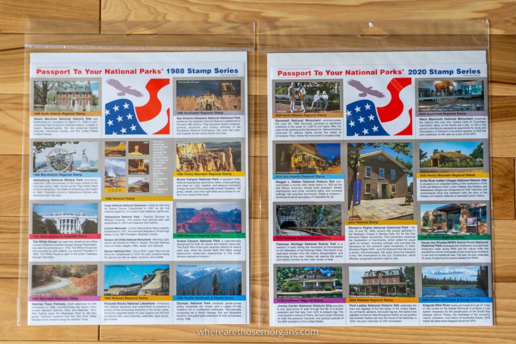 The 1988 and 2020 Passport to your National Parks stamps series review