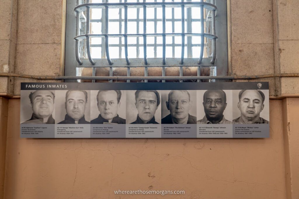 Information board showing the famous inmates from Alcatraz prison